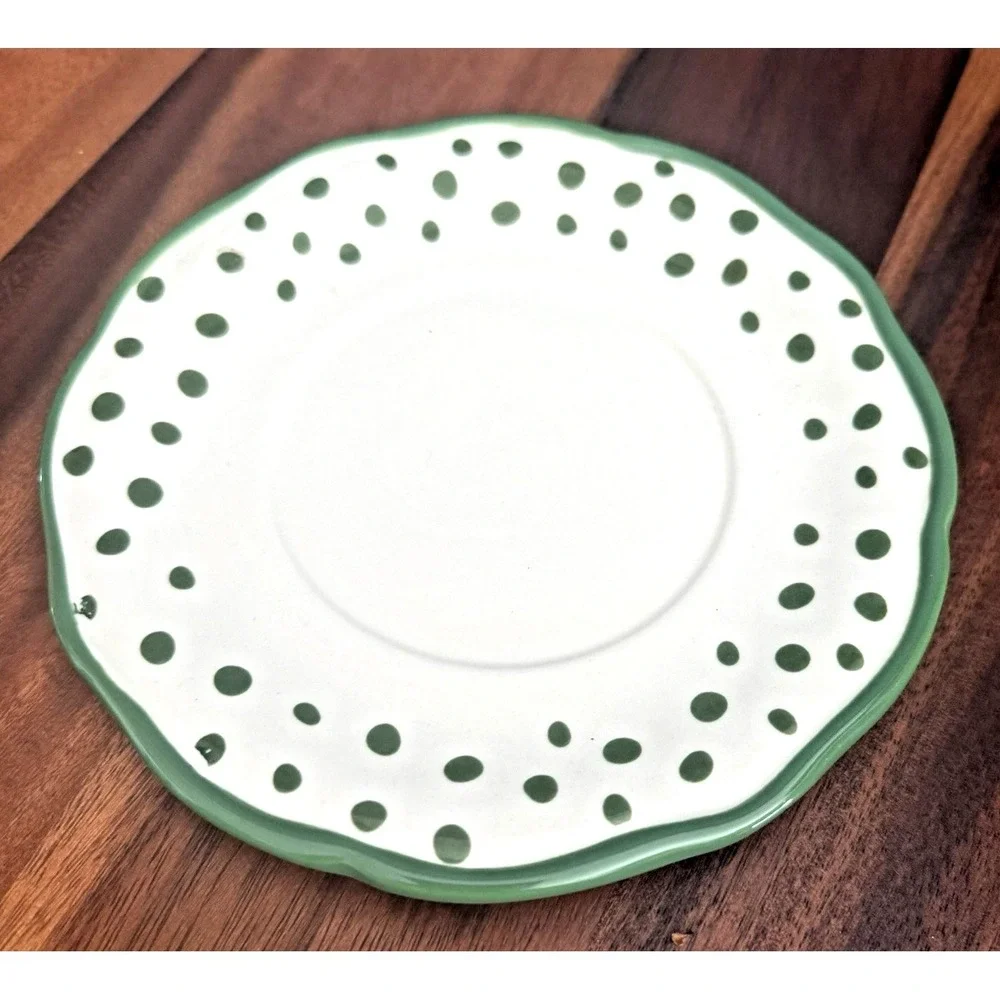 Pioneer Woman Rose Shadow Green Ceramic Berry Colander Strainer with Drip Plate